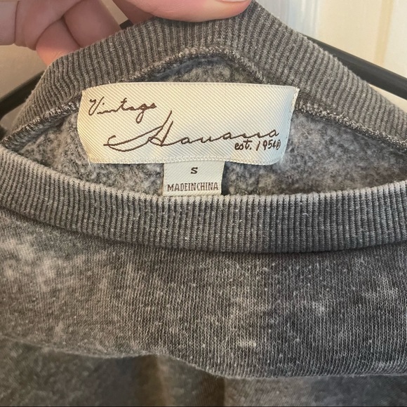 Vintage Havana Dolman Flare Sleeve Cropped Burnout Lightweight Sweatshirt - Picture 3 of 5